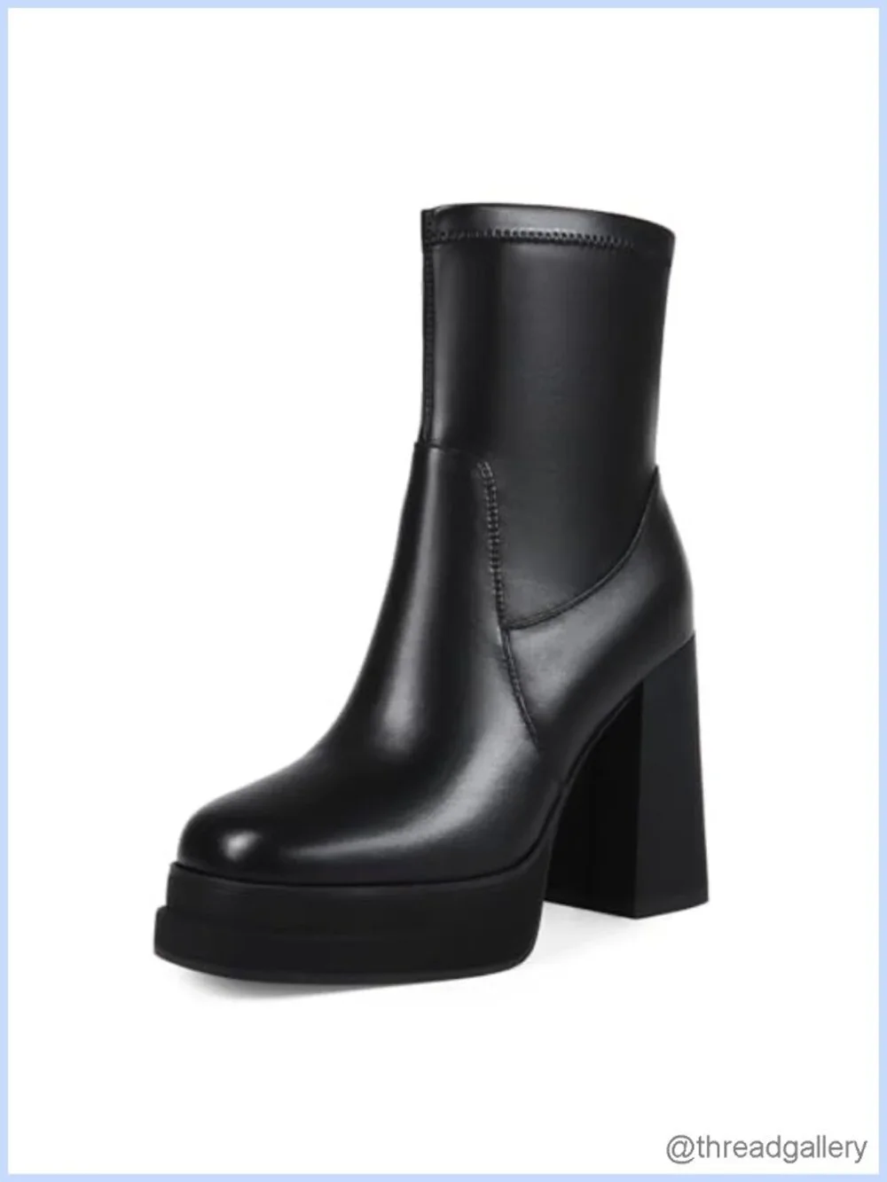 Women's Platform Ankle Boots Chunky High Heel Square Toe Stretchy PU Go-Go